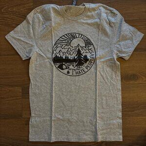 I Hate People Humor Graphic with Mountain and Camping Scene Gray Heather T Shirt